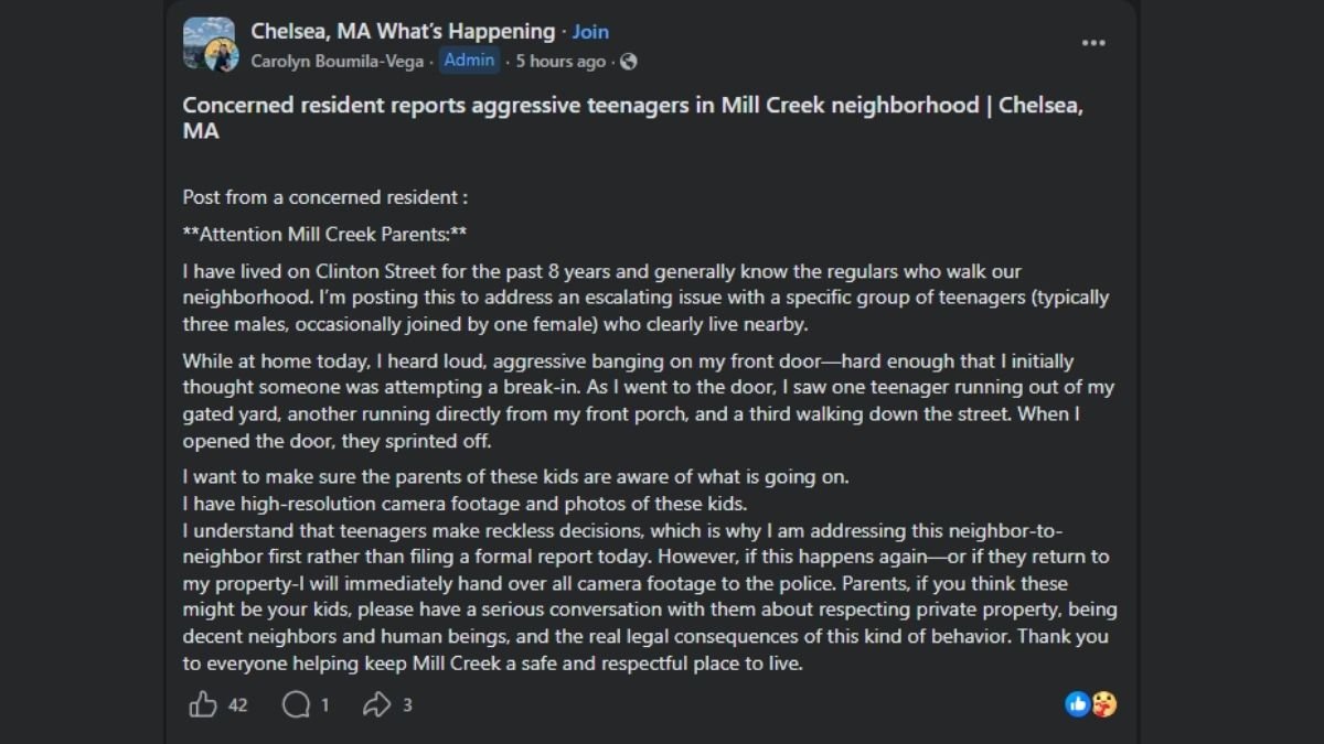 Mill Creek Chelsea MA teenagers